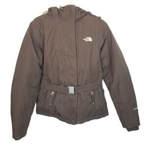The North Face Womens Hyvent Goose Down Coat Chocolate Brown Hooded Full Zip S